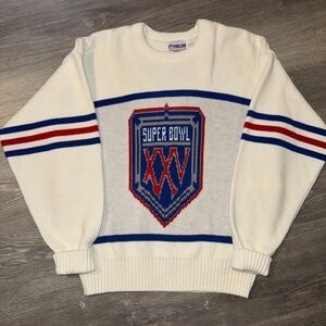 Vintage Super Bowl XXV Knit Sweater | NFL Pro Line | 1991 RedWhiteBlue Crewneck